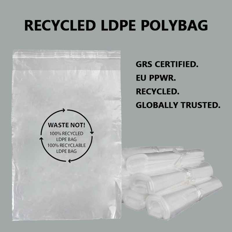 GRS сертифицирани рециклирани LDPE опаковъчни торби за устойчиво опаковане на облекло